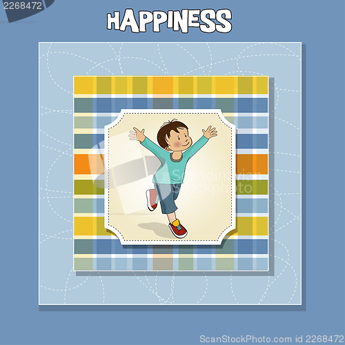 Image of happy little boy who runs
