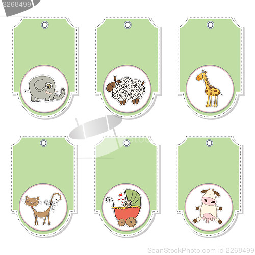 Image of cartoon animals labels set