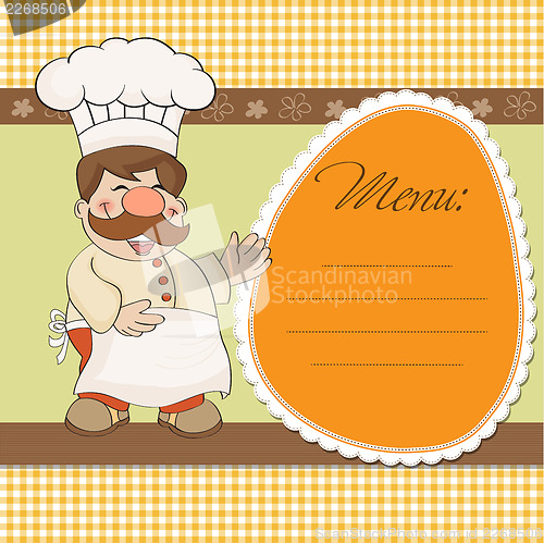 Image of Background with Smiling Chef and Menu