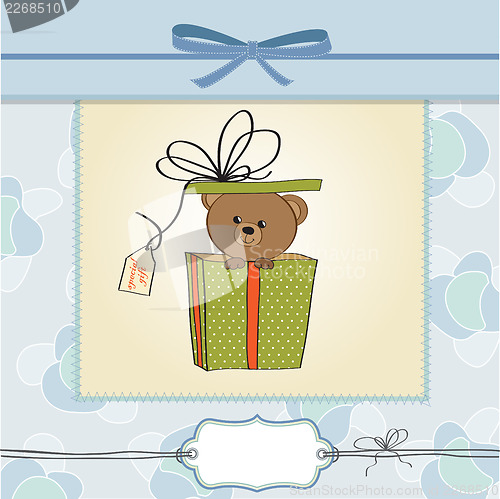 Image of birthday greeting card with teddy bear