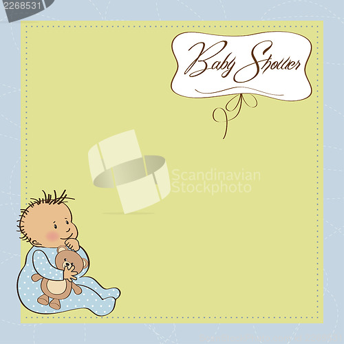 Image of baby announcement card with little boy