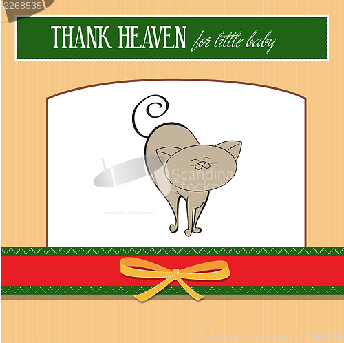 Image of new baby shower card with cat