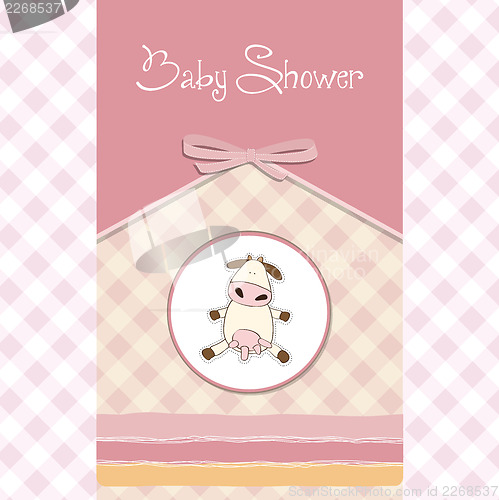 Image of new baby announcement card with cow