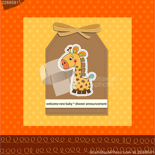 Image of new baby announcement card with giraffe