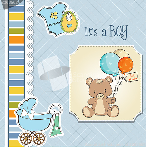 Image of baby shower card with cute teddy bear