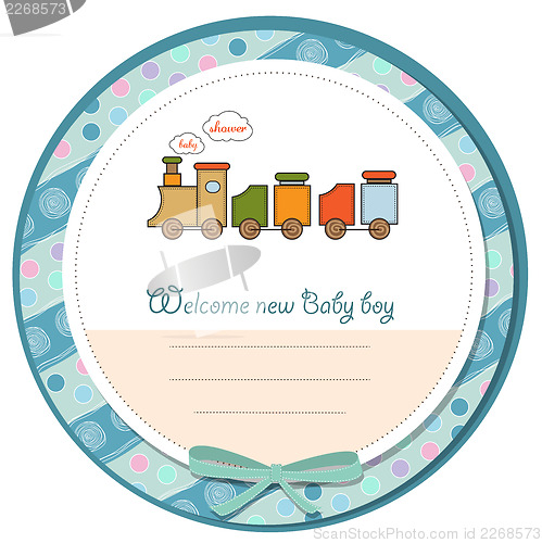 Image of baby shower card with toy train