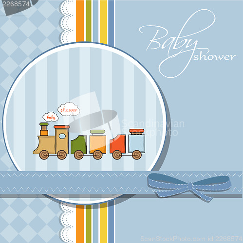 Image of baby  shower card with toy train