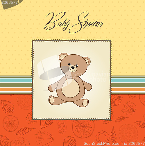 Image of baby shower card with teddy