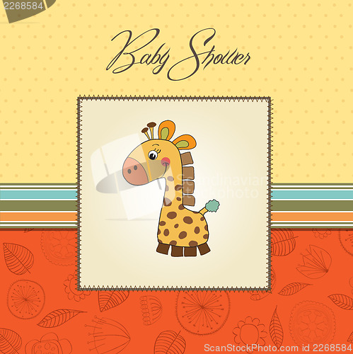 Image of new baby announcement card with giraffe