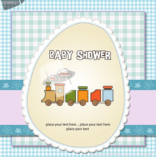 Image of baby  shower card with toy train