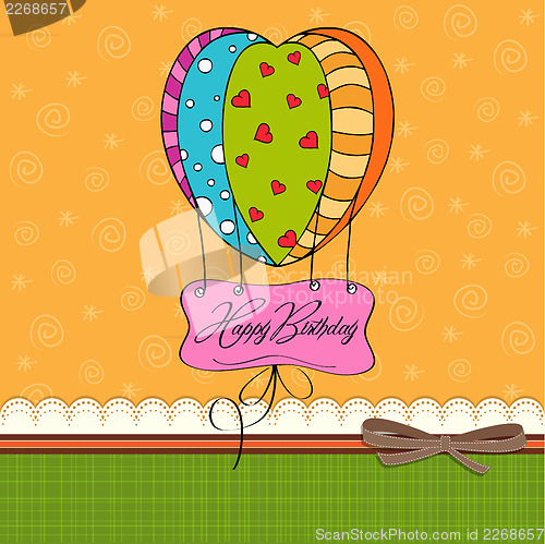 Image of happy birthday card with balloons.