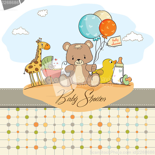 Image of baby shower card with toys