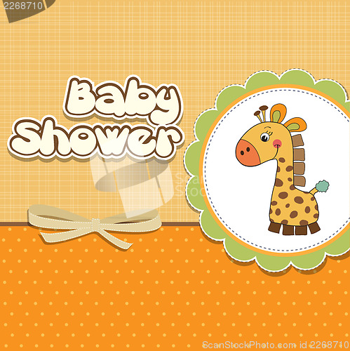 Image of new baby announcement card with giraffe
