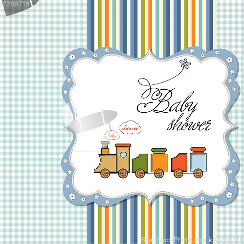 Image of baby  shower card with toy train