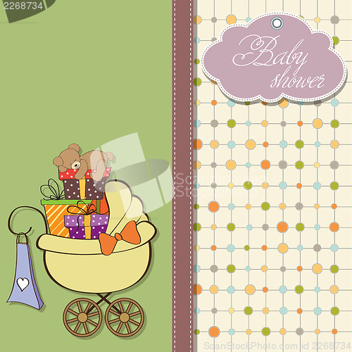 Image of baby shower card with gift boxes