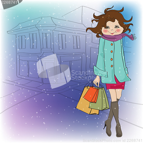 Image of beautiful young woman at shopping