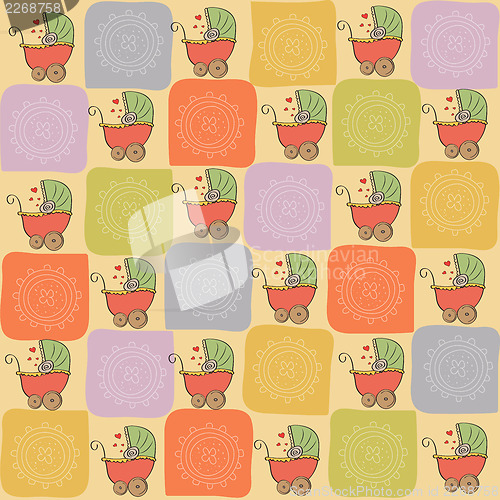 Image of childish seamless pattern with strollers
