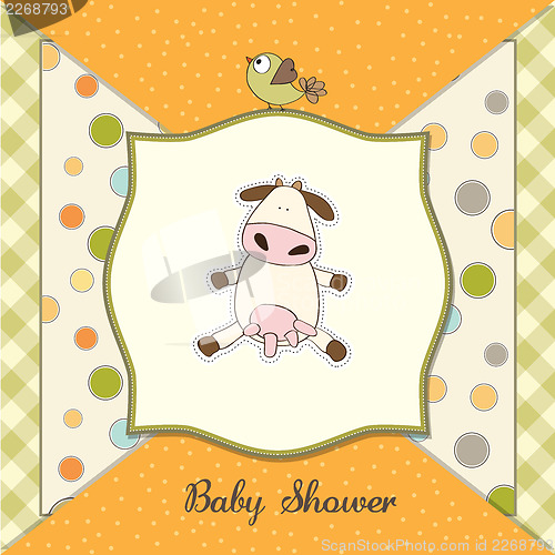 Image of new baby announcement card with cow