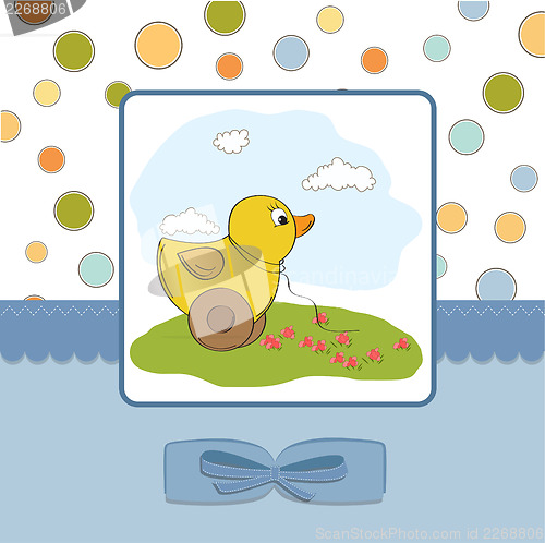 Image of welcome card with duck toy