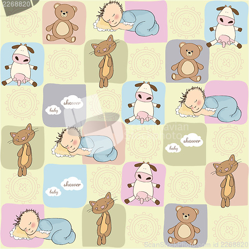 Image of childish seamless pattern with toys