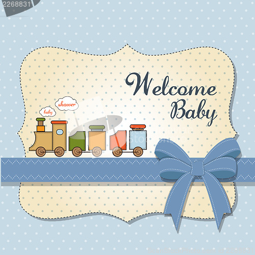 Image of baby  shower card with toy train