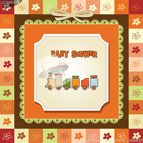 Image of baby  shower card with toy train