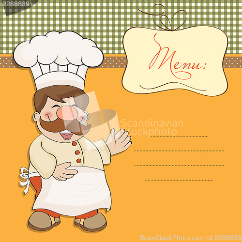 Image of Background with Smiling Chef and Menu