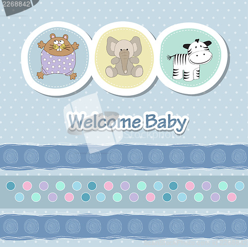 Image of baby shower card with funny animals