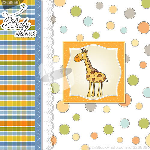 Image of new baby announcement card with giraffe