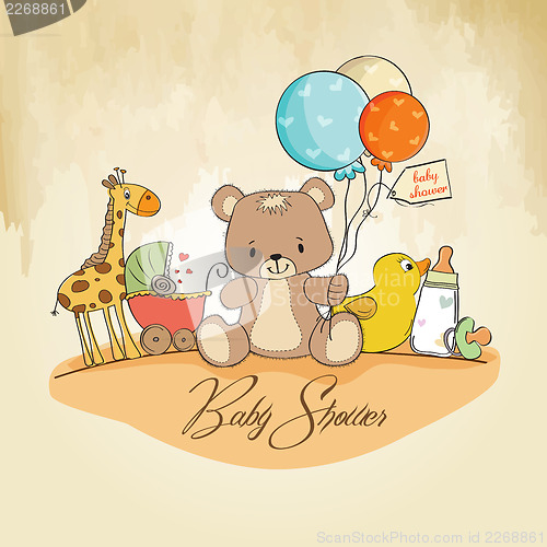 Image of baby shower card with toys