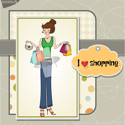 Image of pretty young lady at shopping