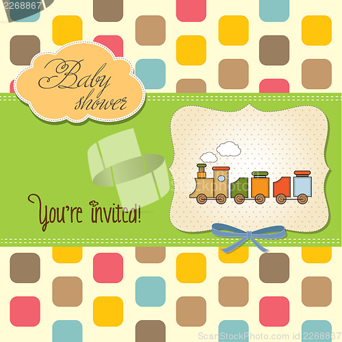 Image of baby shower card with toy train