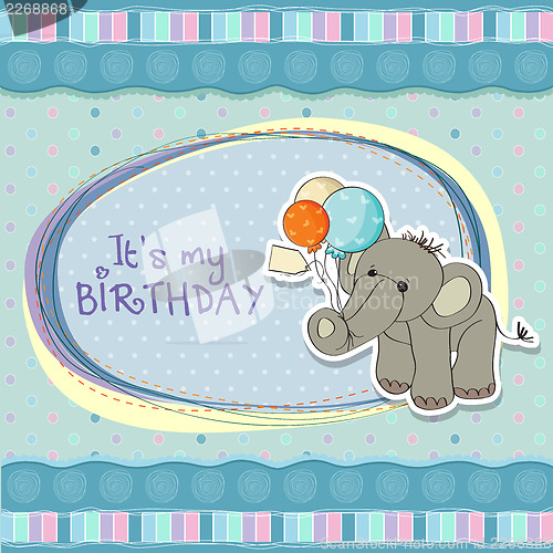 Image of baby boy birthday card with elephant