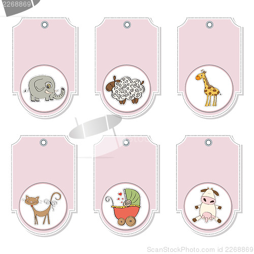 Image of cartoon animals labels set