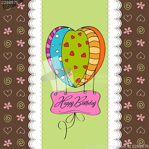 Image of happy birthday card with balloons.