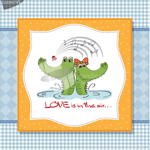 Image of Crocodiles in love.Valentine's day card