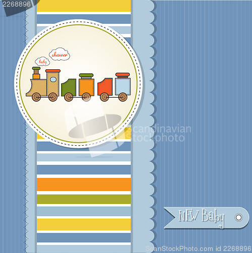 Image of baby  shower card with toy train