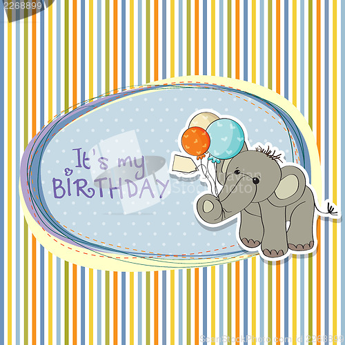 Image of baby boy birthday card with elephant