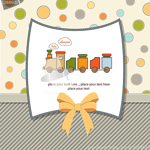 Image of baby  shower card with toy train