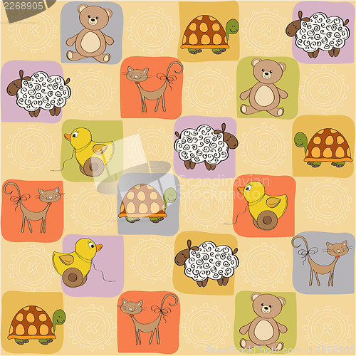 Image of childish seamless pattern with toys