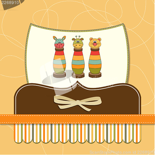 Image of baby shower card with toys