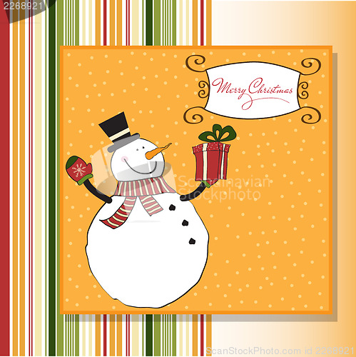 Image of Christmas greeting card with snowman