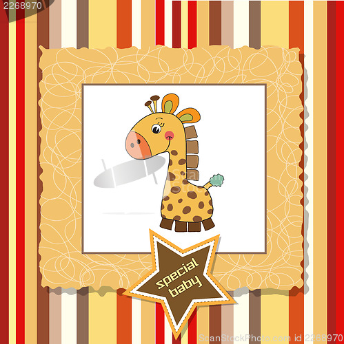 Image of new baby announcement card with giraffe