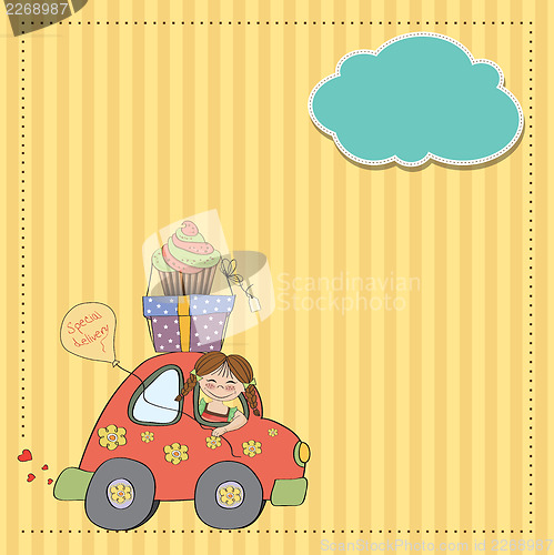 Image of birthday card with funny little girl
