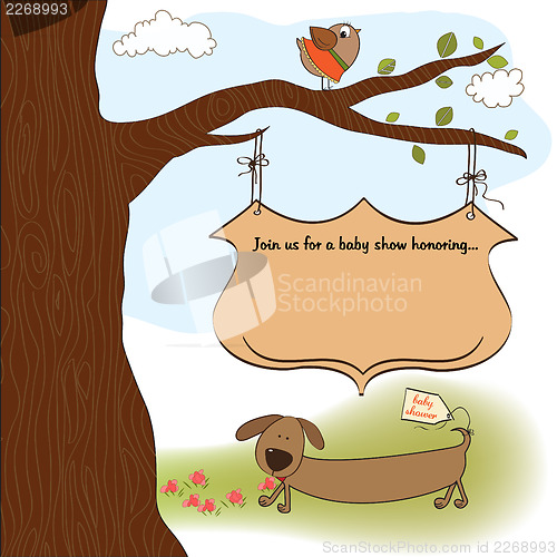 Image of funny shower card with long dog