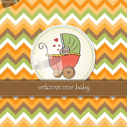 Image of delicate baby shower card with pram