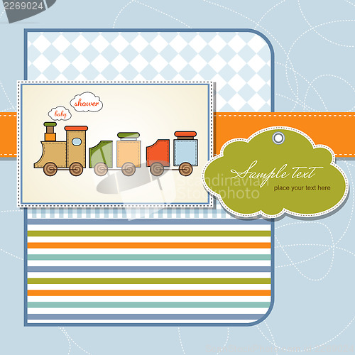 Image of baby  shower card with toy train