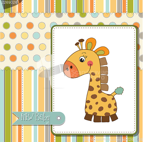 Image of welcome baby card with giraffe