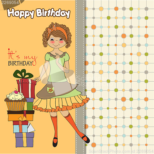 Image of pretty young girl with gift