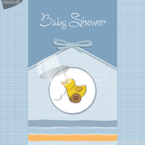 Image of baby shower card with duck toy